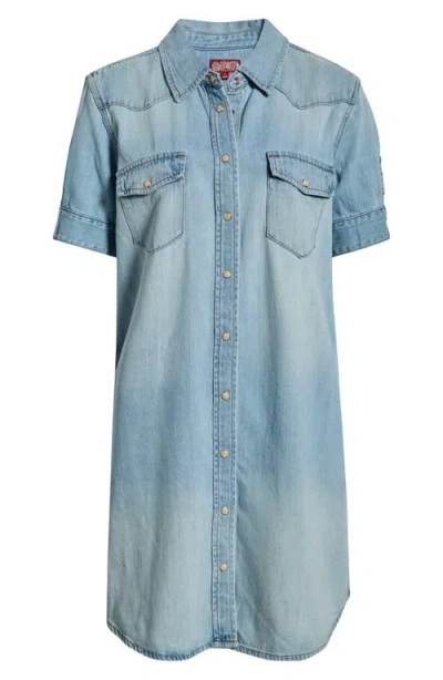 Lucky Brand Cotton Blend Denim Shirtdress In Blue