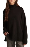 Lucky Brand Cotton Blend Turtleneck Sweater In Dark Black