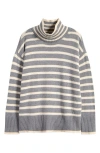 Lucky Brand Cotton Blend Turtleneck Sweater In Mhg Stripe