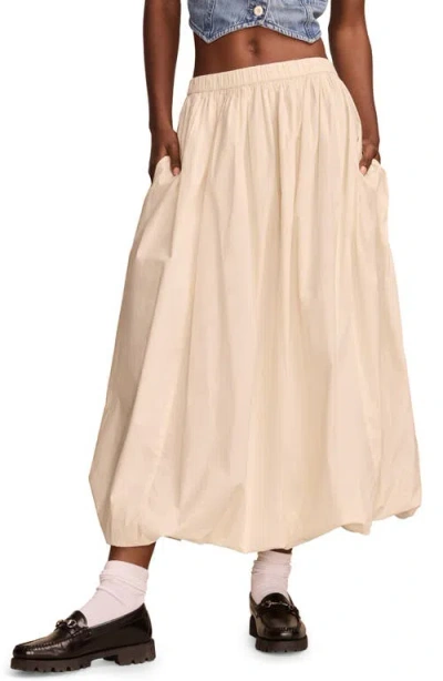 Lucky Brand Cotton Poplin Bubble Hem Maxi Skirt In Whisper White