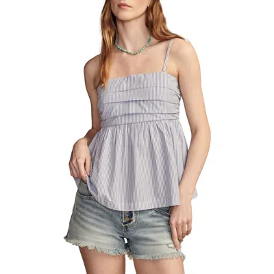 Lucky Brand Cotton Poplin Top In Blue