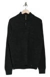 Lucky Brand Cotton Quarter Zip Sweater In Jet Black