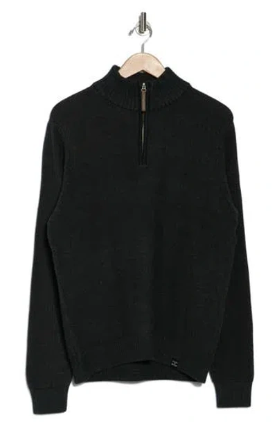 Lucky Brand Cotton Quarter Zip Sweater In Jet Black