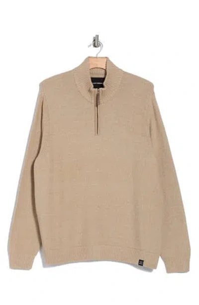 Lucky Brand Cotton Quarter Zip Sweater In Silver Mink