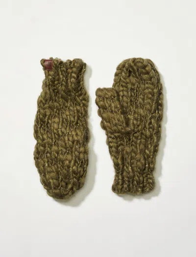 Lucky Brand Cozy Knit Mittens In Green