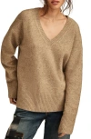 Lucky Brand Cozy V-neck Sweater In Light Brown
