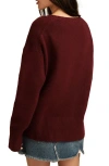 Lucky Brand Cozy V-neck Sweater In Maroon Banner