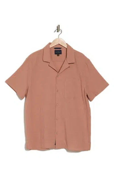 Lucky Brand Crinkle Club Camp Shirt In Cafe Au La
