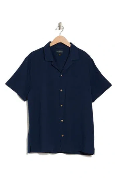 Lucky Brand Crinkle Club Camp Shirt In Dress Blue