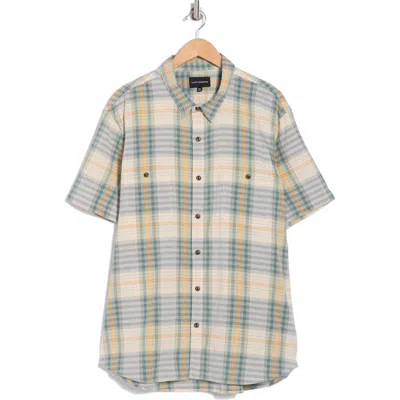 Lucky Brand Crinkle Mason Short Sleeve Button-up Shirt In Natural Multi Plaid
