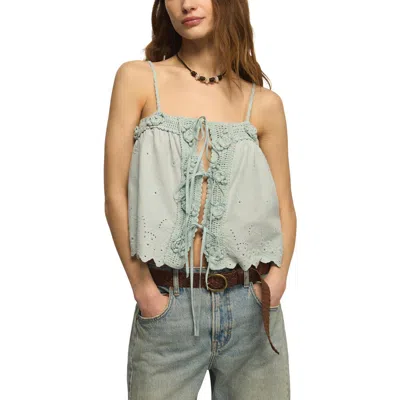 Lucky Brand Crochet Trim Camisole In Green