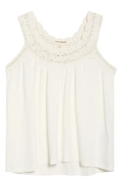 Lucky Brand Crochet Trim Swing Tank In White