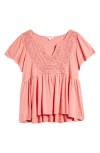 LUCKY BRAND CROCHET YOKE BABYDOLL TOP