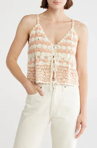 Lucky Brand Crop Crochet Tank In Orange