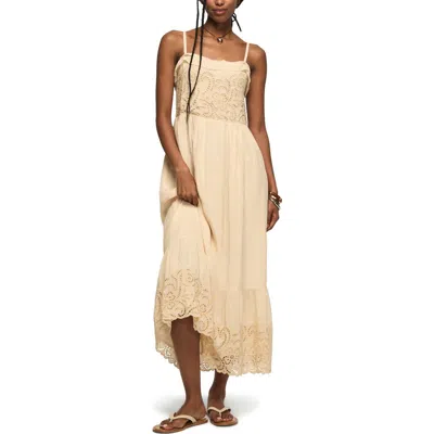 Lucky Brand Cutwork Ruffle Hem Midi Dress In Blue