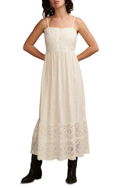 Lucky Brand Cutwork Sundress In Whisper White