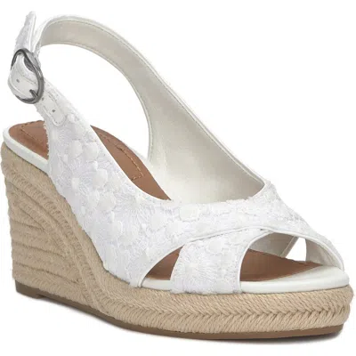 Lucky Brand Cyrila Platform Wedge Sandal In White Lace Floral