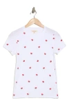 Lucky Brand Daisy All Over Embroidered Cotton Tee In Bright White