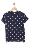 Lucky Brand Daisy All Over Embroidered Cotton Tee In Navy Combo