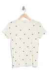 Lucky Brand Daisy All Over Embroidered Cotton Tee In Whisper White