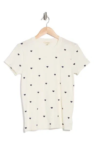 Lucky Brand Daisy All Over Embroidered Cotton Tee In Whisper White