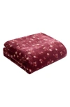 Lucky Brand Daisy Faux Shearling Throw Blanket In Red