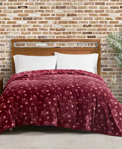 Lucky Brand Daisy Floral Cozy Plush Blanket, Full/queen In Red