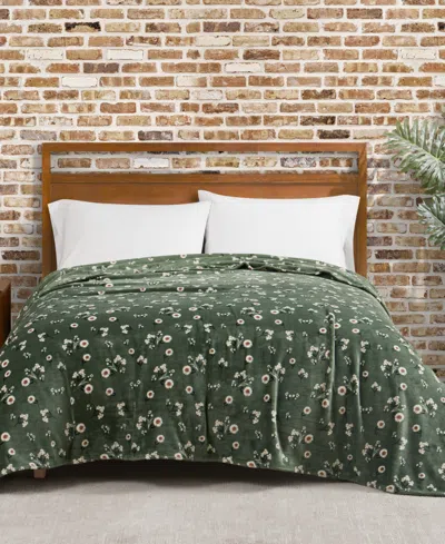 Lucky Brand Daisy Floral Cozy Plush Blanket, Twin/twin Xl In Green
