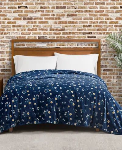 Lucky Brand Daisy Floral Cozy Plush Blanket, Twin/twin Xl In Navy