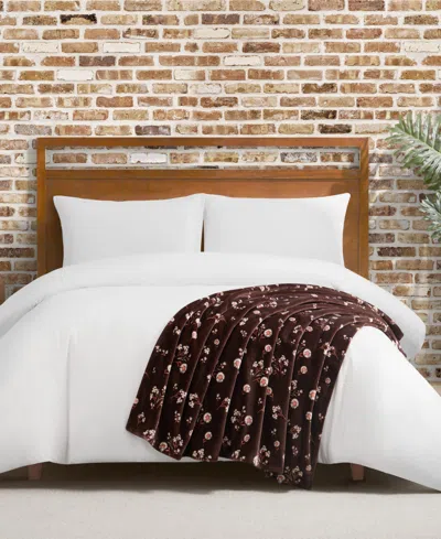 Lucky Brand Daisy Floral Cozy Plush Throw, 50" X 70" In Brown