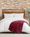 Lucky Brand Daisy Floral Cozy Plush Throw, 50" X 70" In Red