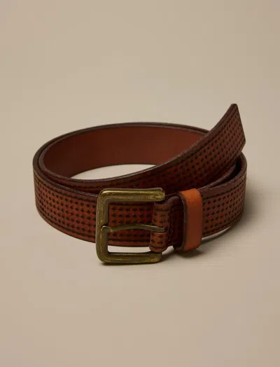 Lucky Brand Diamond Debossed Leather Belt In Brown