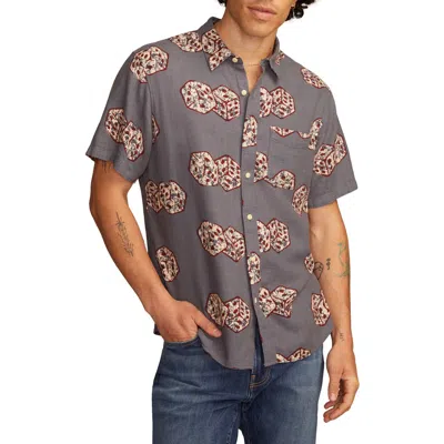 Lucky Brand Dice Cotton Button-up Shirt In Gray