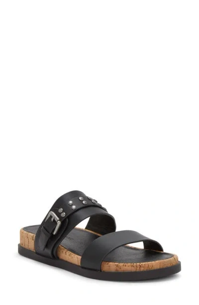 Lucky Brand Dineesa Studded Two-strap Sandal In Black Leather
