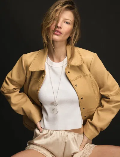 Lucky Brand Double Circle Pendant Necklace In Brown