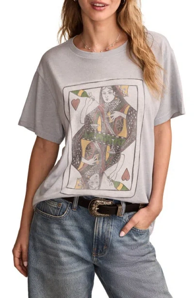Lucky Brand Drinking Queen Boyfriend Graphic T-shirt In Blue Fog