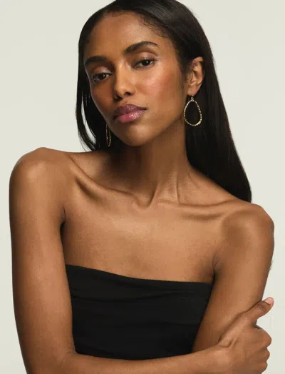 Lucky Brand Drop Hoop Earrings In Yellow