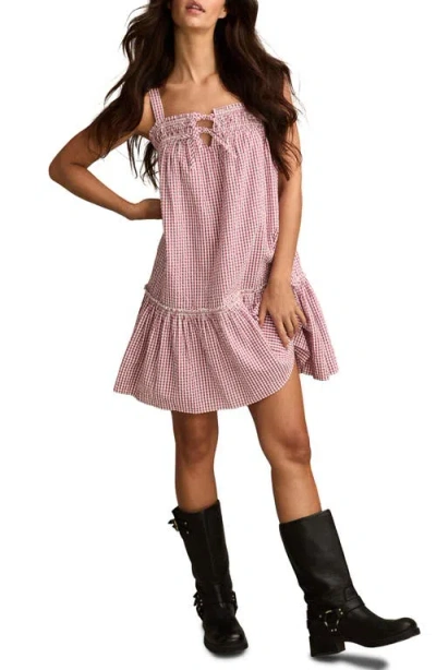 Lucky Brand Easy Cotton Gingham Minidress In Pink