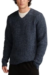 Lucky Brand Easy Marl V-neck Sweater In Dark Denim Marl