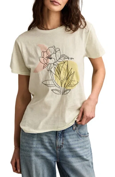Lucky Brand El Sol Boyfriend Embroidered T-shirt In Hint Of Mint