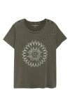 Lucky Brand Embellished Sun Graphic T-shirt In Gray