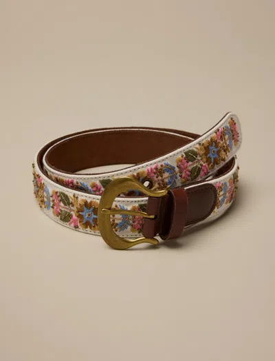 Lucky Brand Embroidered Bead Belt In Multi