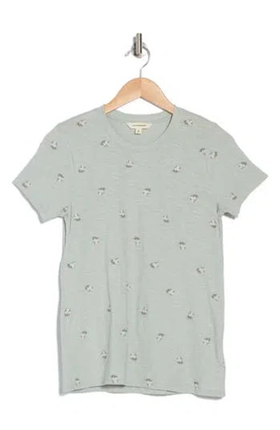 Lucky Brand Embroidered Bouquet Cotton T-shirt In Aqua Gray