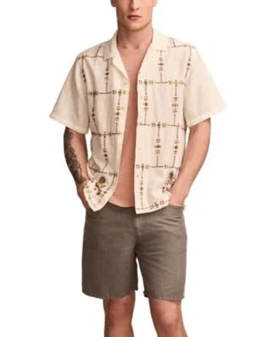 Lucky Brand Embroidered Camp Shirt Graphic T Shirt Five Pocket Shorts In Neutral
