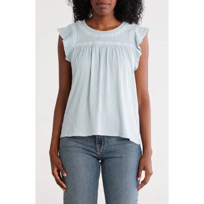 Lucky Brand Embroidered Cotton Slub Tee