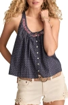 Lucky Brand Embroidered Cotton Swing Tank In Black