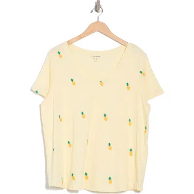 Lucky Brand Embroidered Cotton T-shirt In Multi