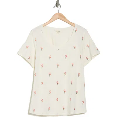 Lucky Brand Embroidered Cotton T-shirt In Flower Embroidery