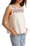 Lucky Brand Embroidered Cotton Tank In White