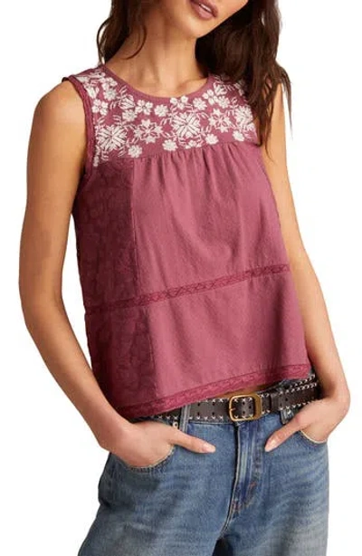 LUCKY BRAND LUCKY BRAND EMBROIDERED COTTON TANK